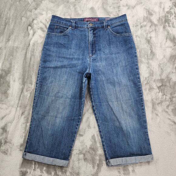 Gloria Vanderbilt Jeans Womens 14 Blue Amanda Capri High Rise Cuffed Stretch - Picture 1 of 14